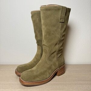 Frye Olive Suede Mid-Calf Heeled Boots